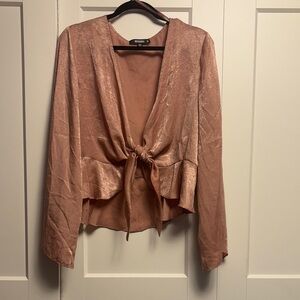 Missguided Blush Tie-Front Top